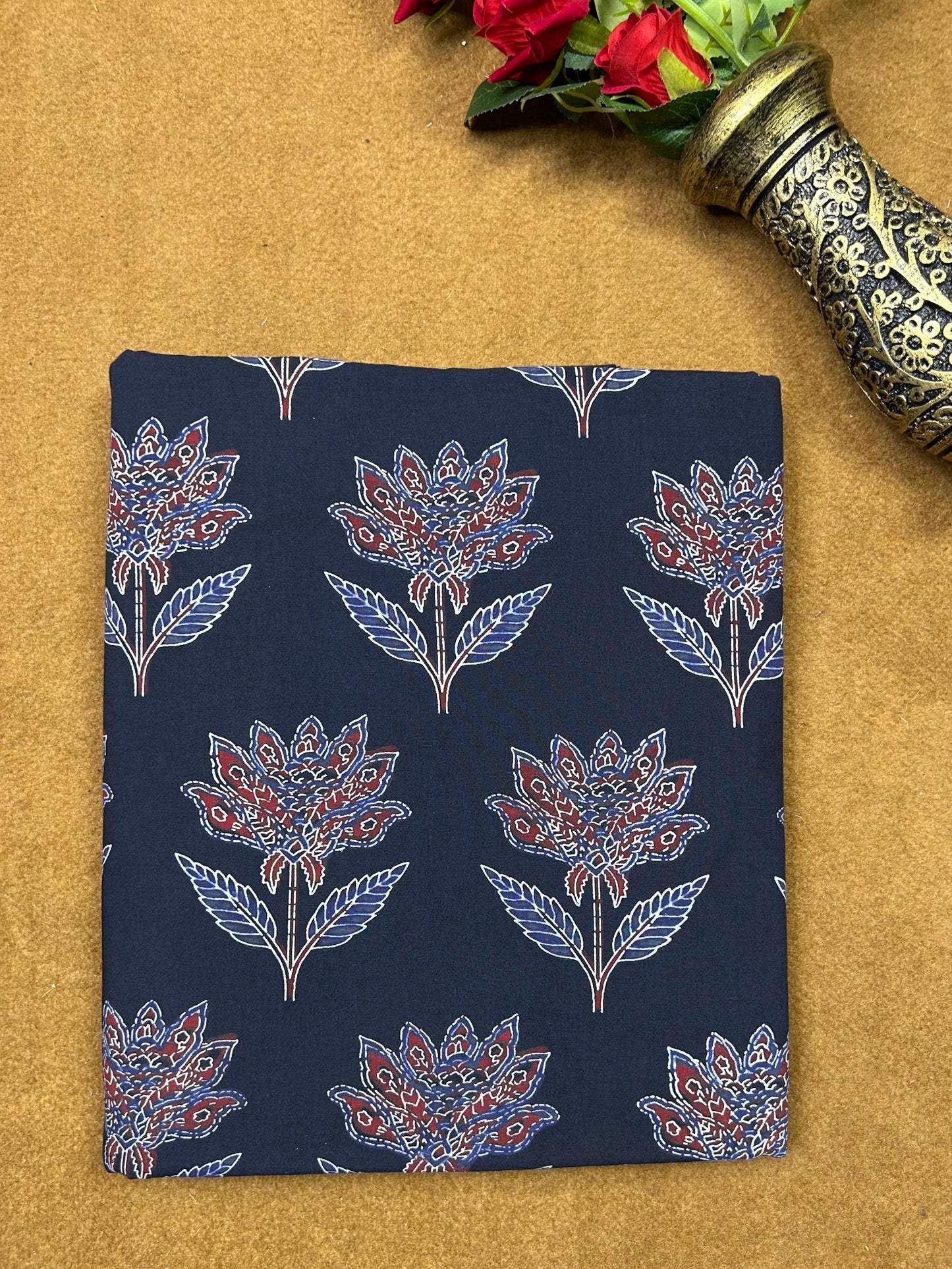 Semi Natural Hand-Block Printed Fabric