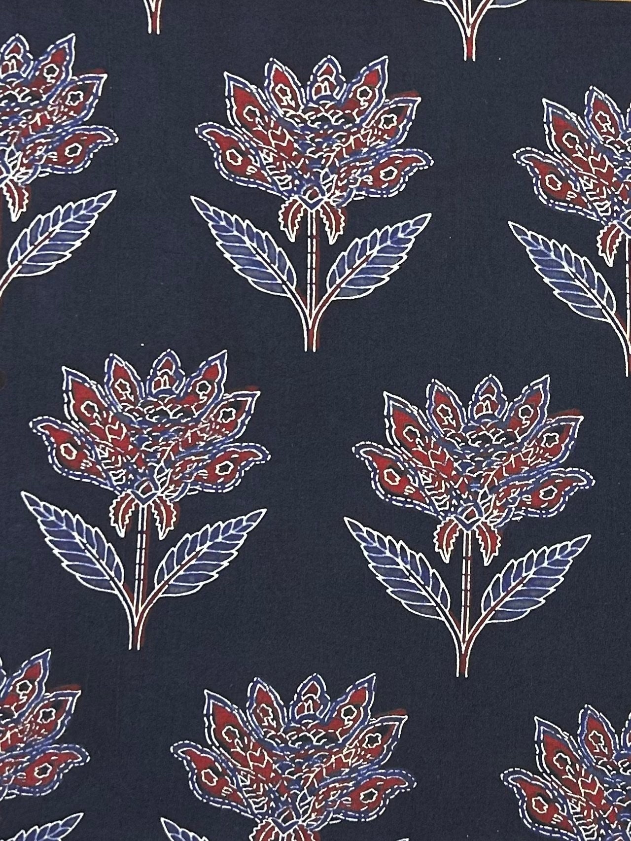 Semi Natural Hand-Block Printed Fabric