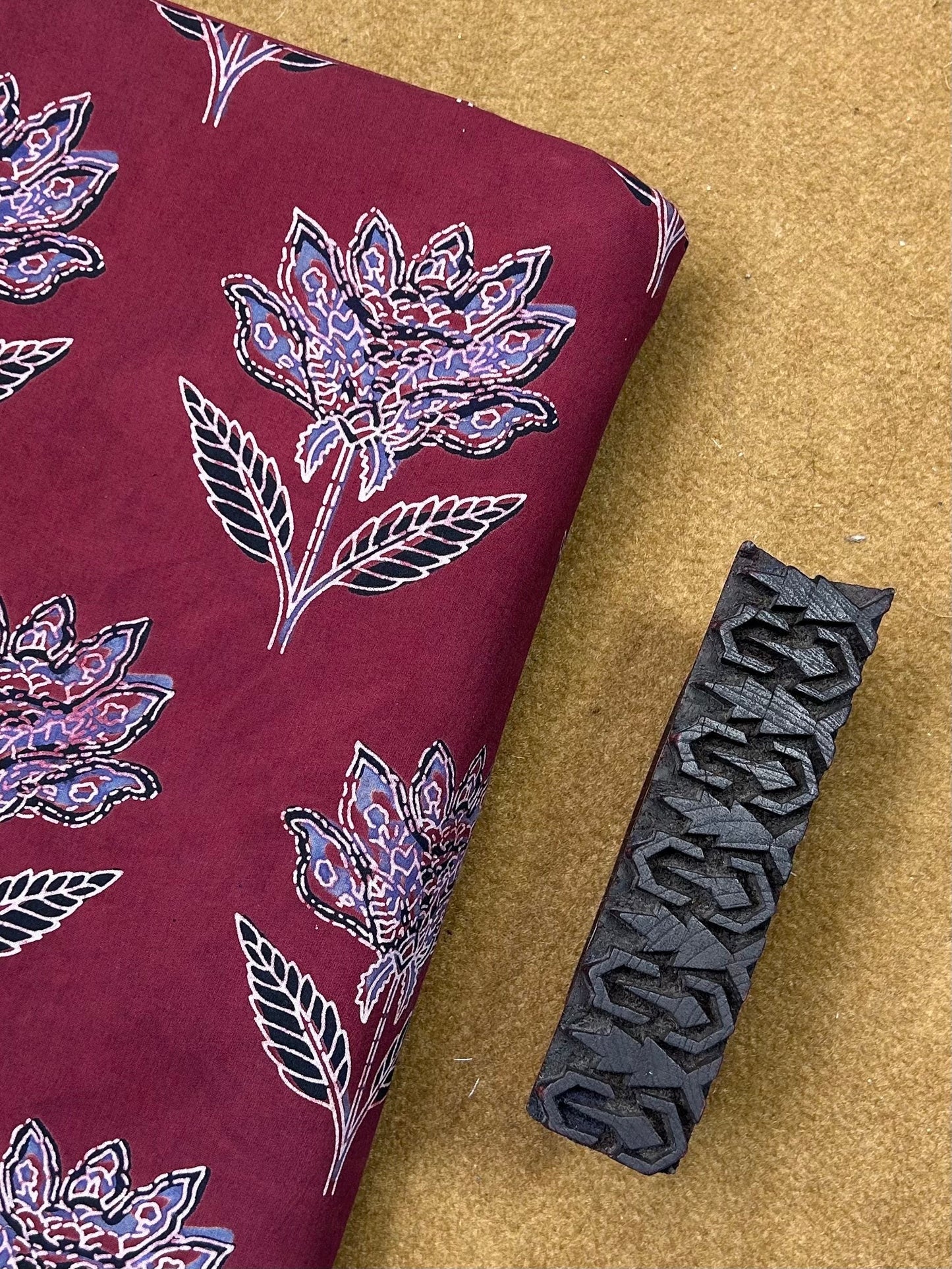 Semi Natural Hand-Block Printed Fabric