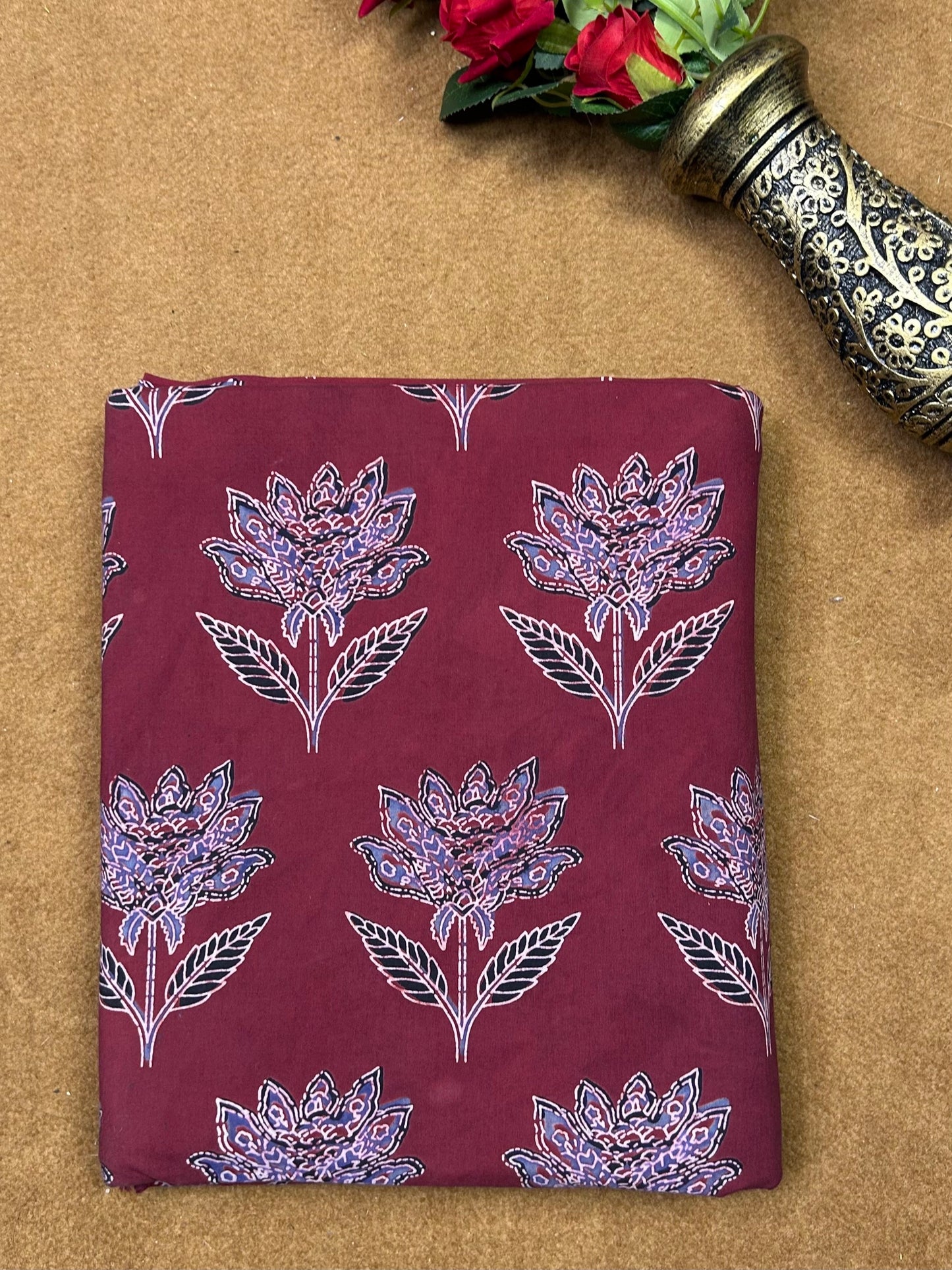Semi Natural Hand-Block Printed Fabric