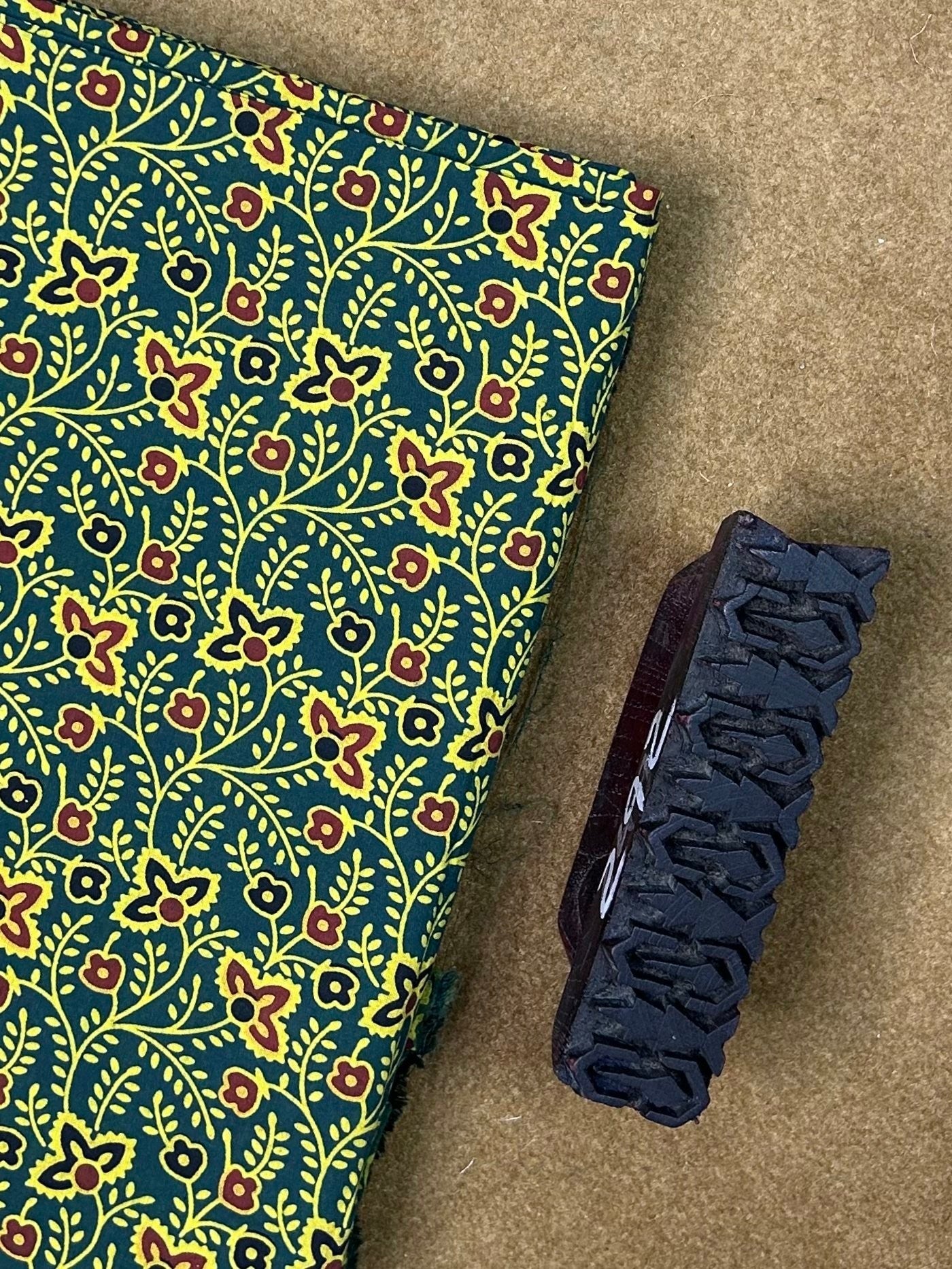 Semi Natural Hand-Block Printed Fabric