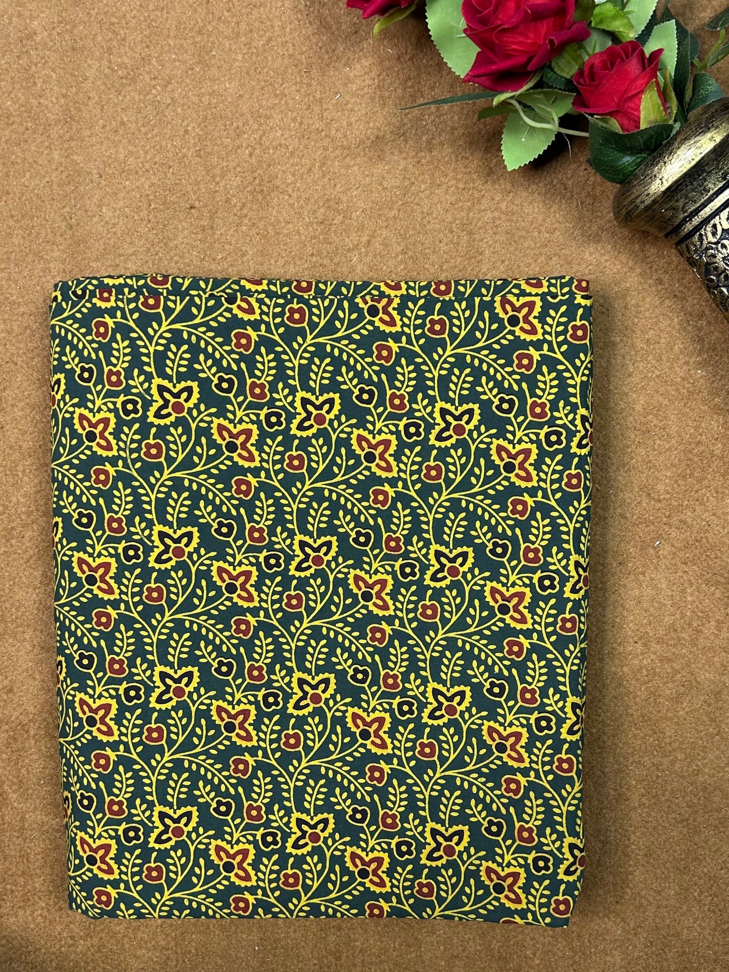 Semi Natural Hand-Block Printed Fabric