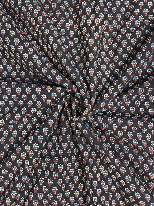 Super Ajrakh Handblock Printed Cotton Fabric