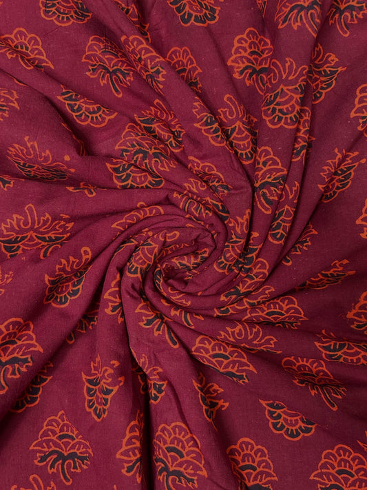 Multicolor Discharge Hand Print Cotton Fabric | Magenta