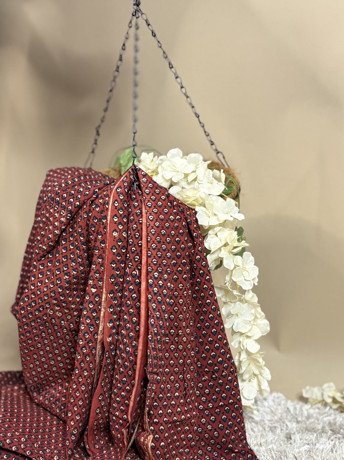 Super Ajrakh Handblock Printed Cotton Fabric