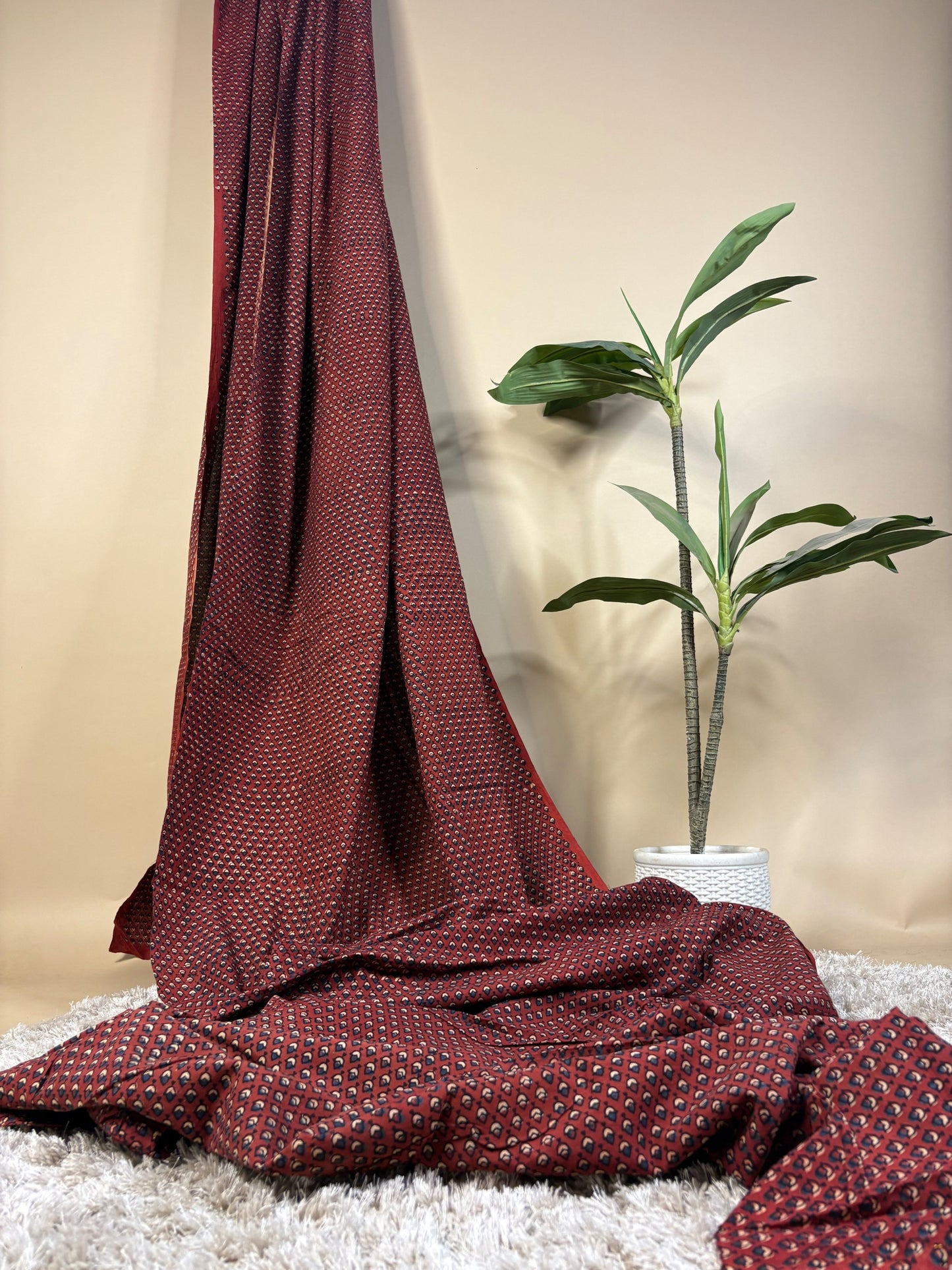 Super Ajrakh Handblock Printed Cotton Fabric