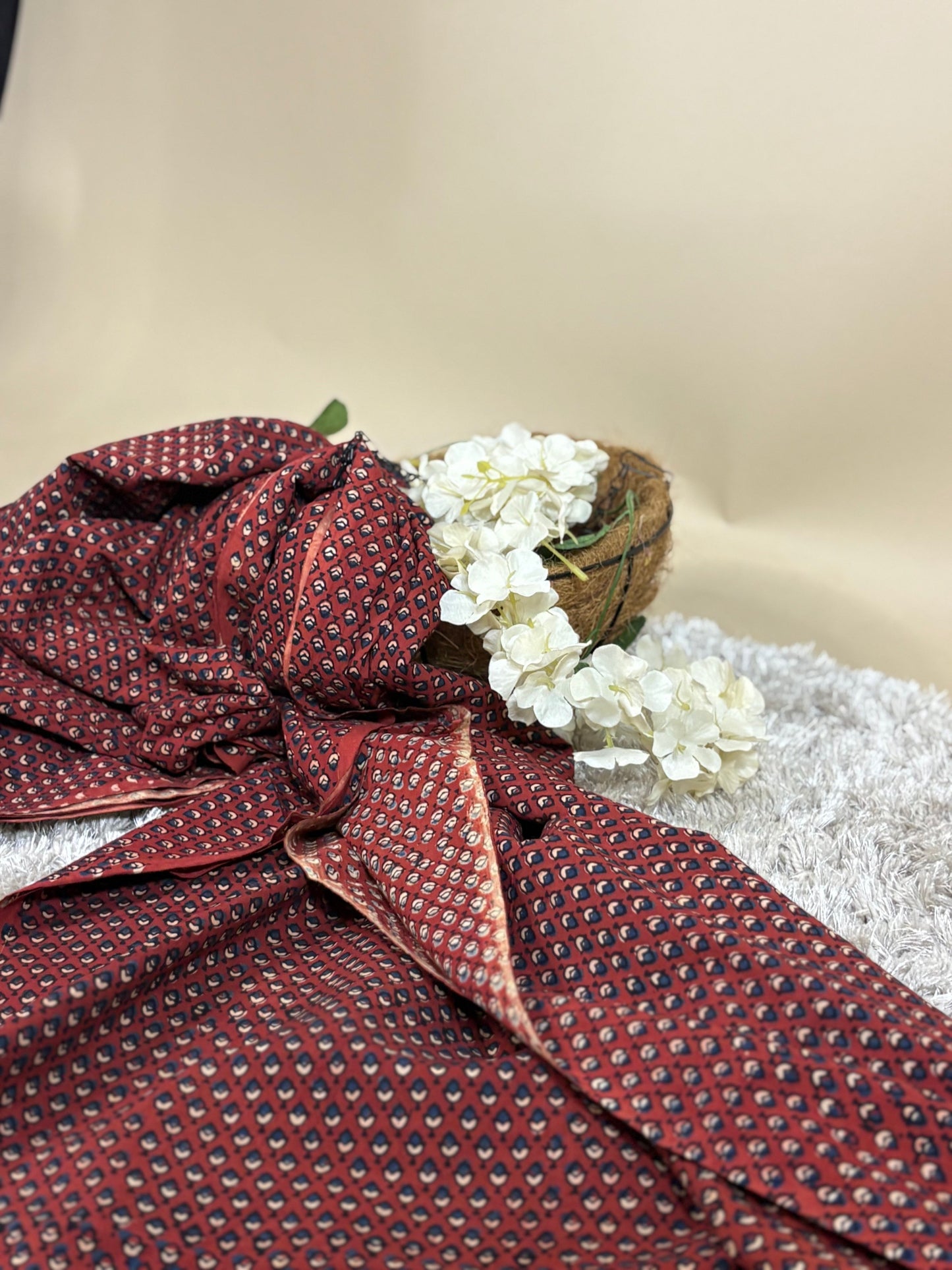 Super Ajrakh Handblock Printed Cotton Fabric
