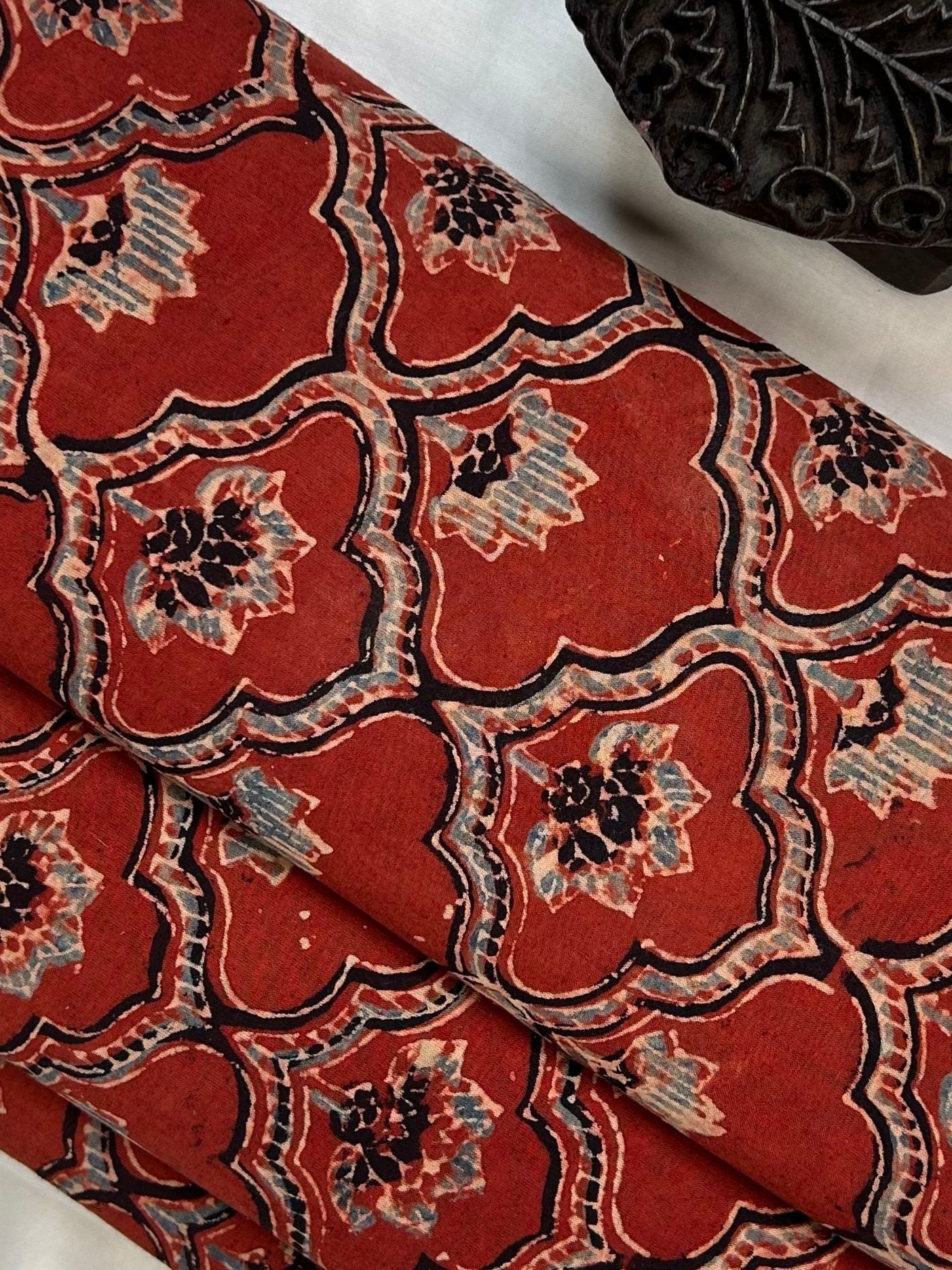 Super Ajrakh Handblock Printed Cotton Fabric