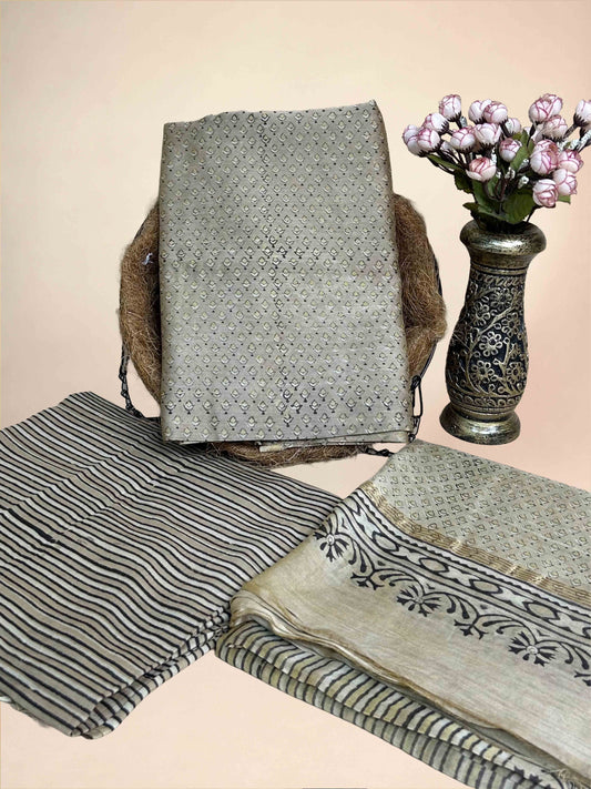 Warm Sage Beige Vanaspati Maheshwari Suits.