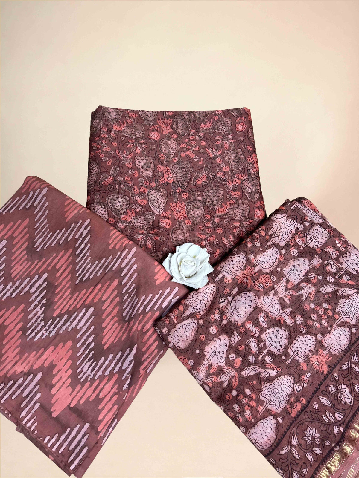 Dark Rosewood Vanaspati Maheshwari Suits