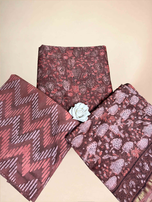 Dark Rosewood Vanaspati Maheshwari Suits
