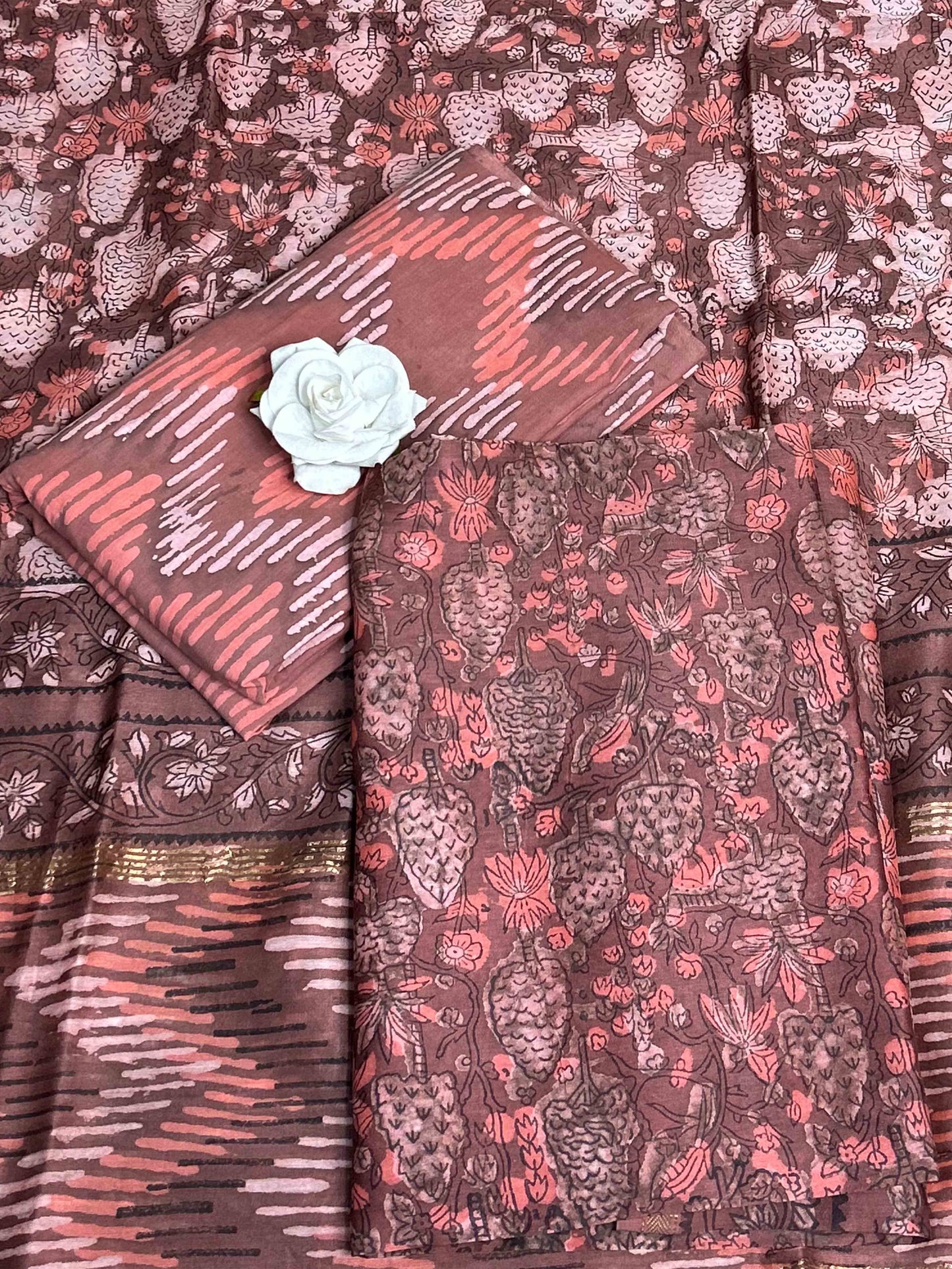 Dark Rosewood Vanaspati Maheshwari Suits