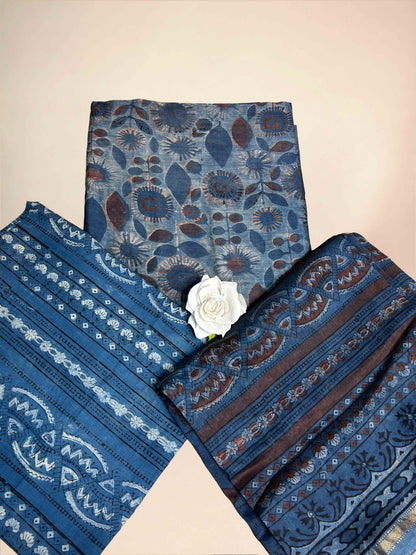 Dusty Blue Vanaspati Maheshwari Suits