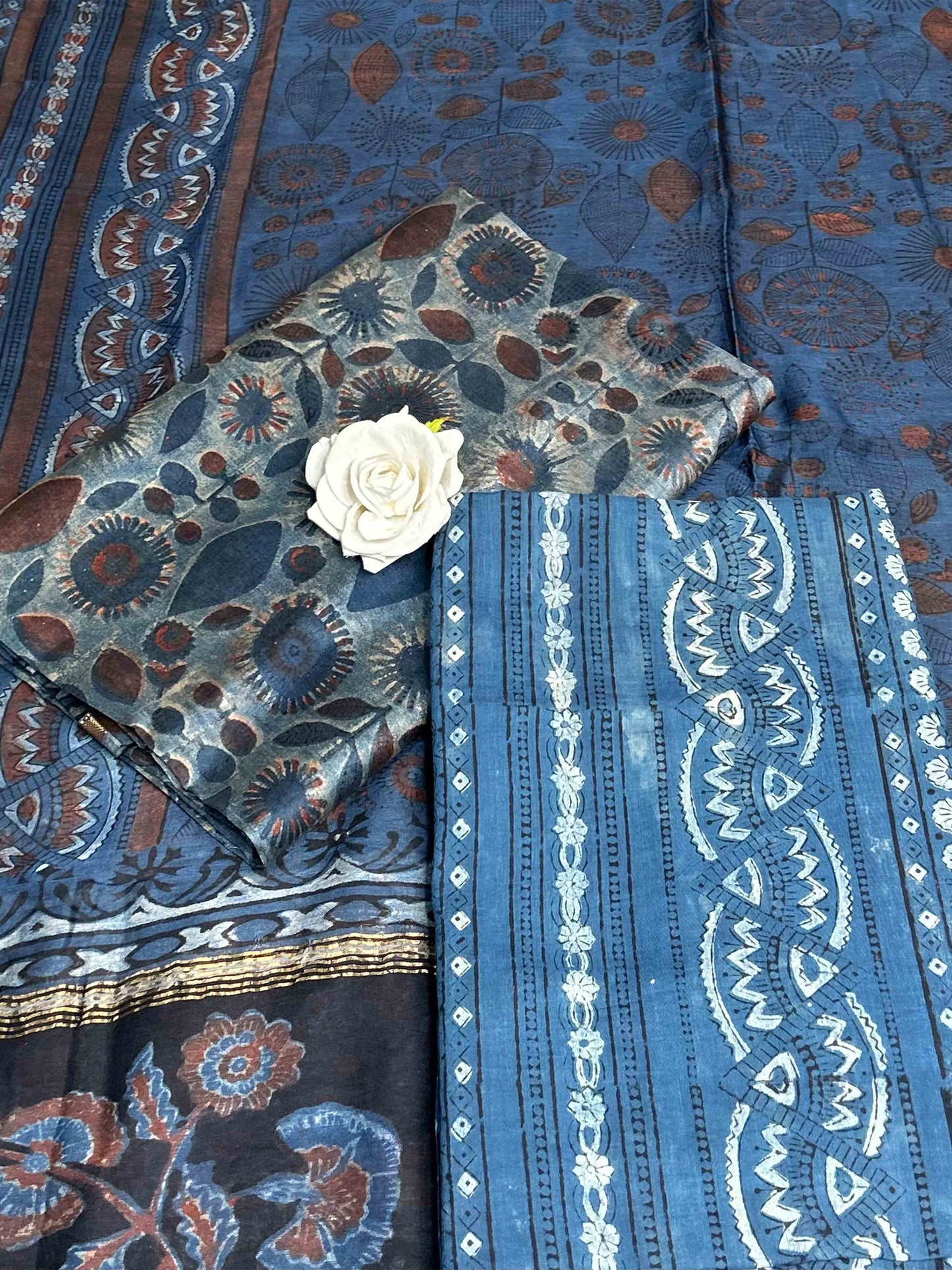 Dusty Blue Vanaspati Maheshwari Suits