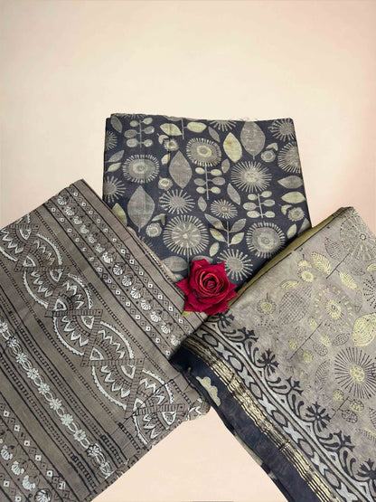 Charcoal Grey Vanaspati Maheshwari Suits
