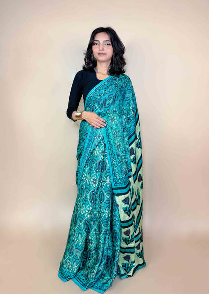 Teal Vanaspati Modal Saree