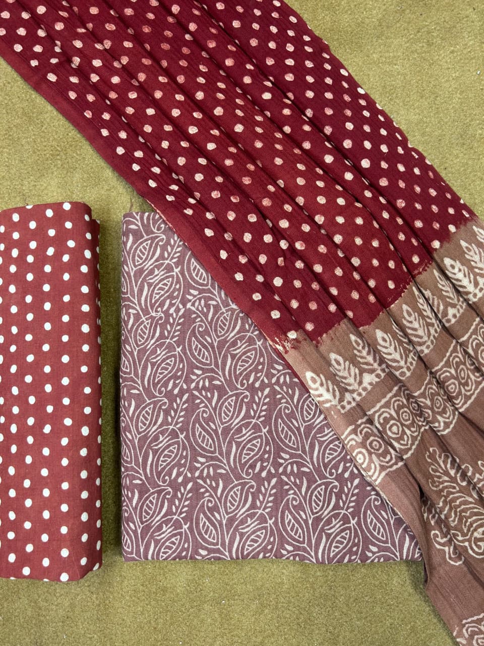Pashmina Handblock Printed Cotton Suit Set