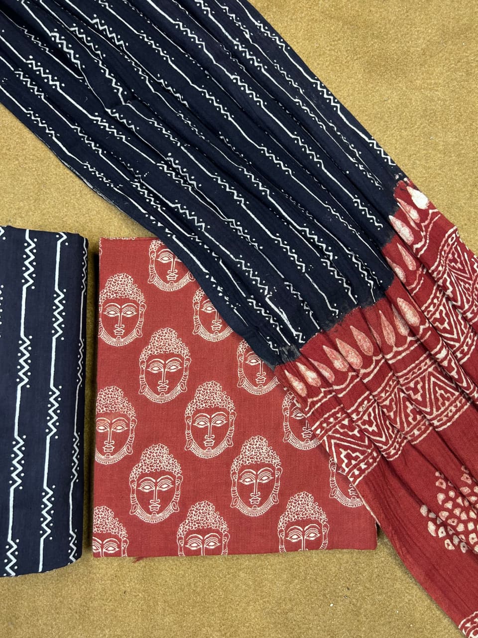 Pashmina Handblock Printed Cotton Suit Set