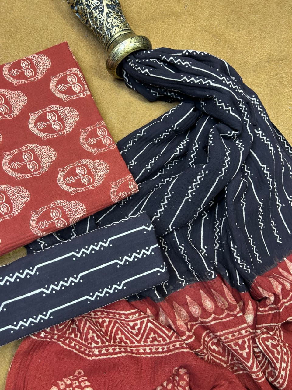 Pashmina Handblock Printed Cotton Suit Set