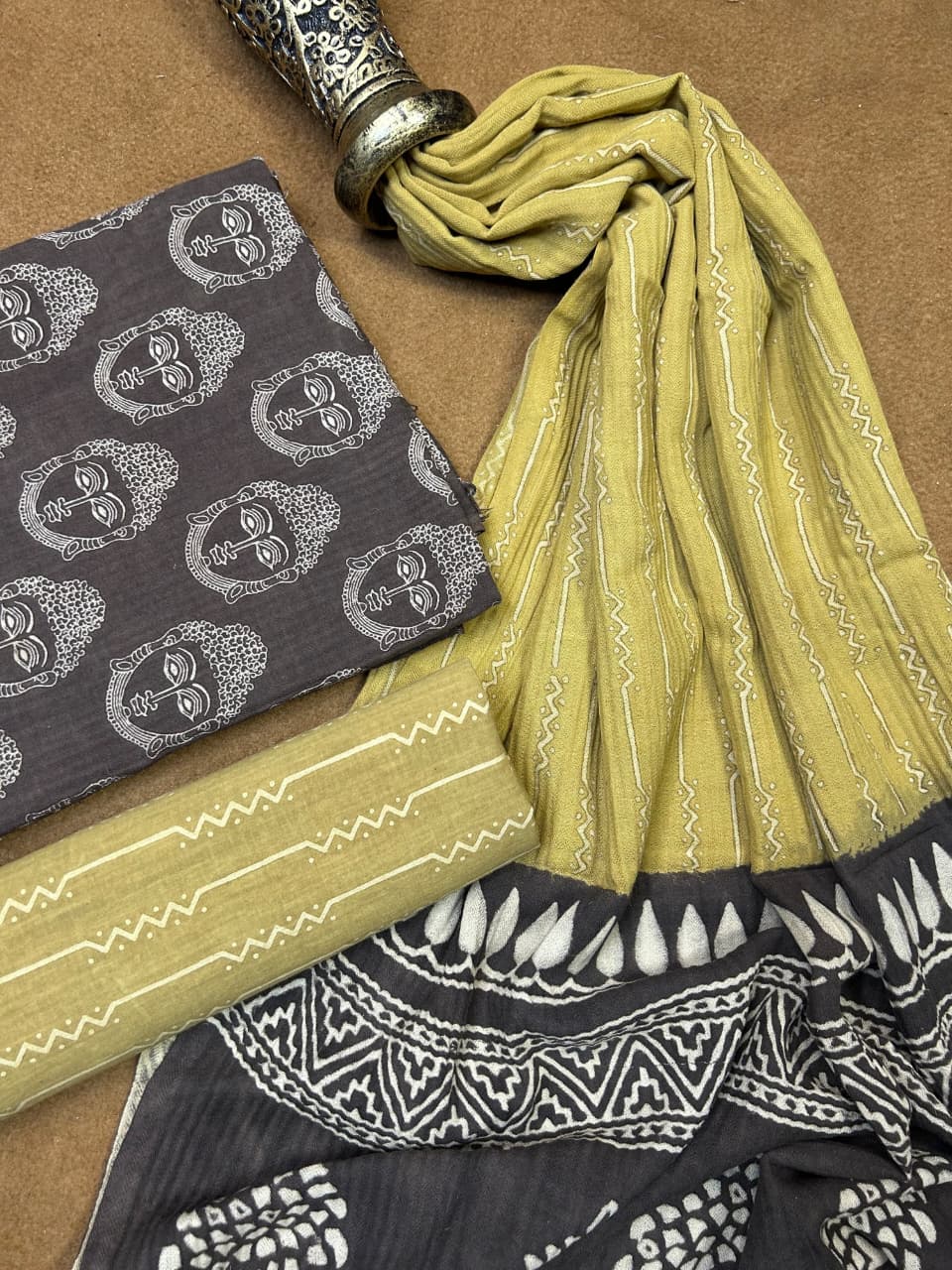 Pashmina Handblock Printed Cotton Suit Set