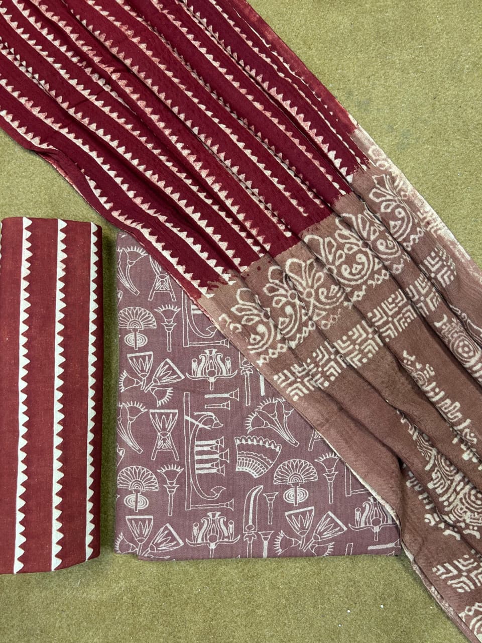 Pashmina Handblock Printed Cotton Suit Set