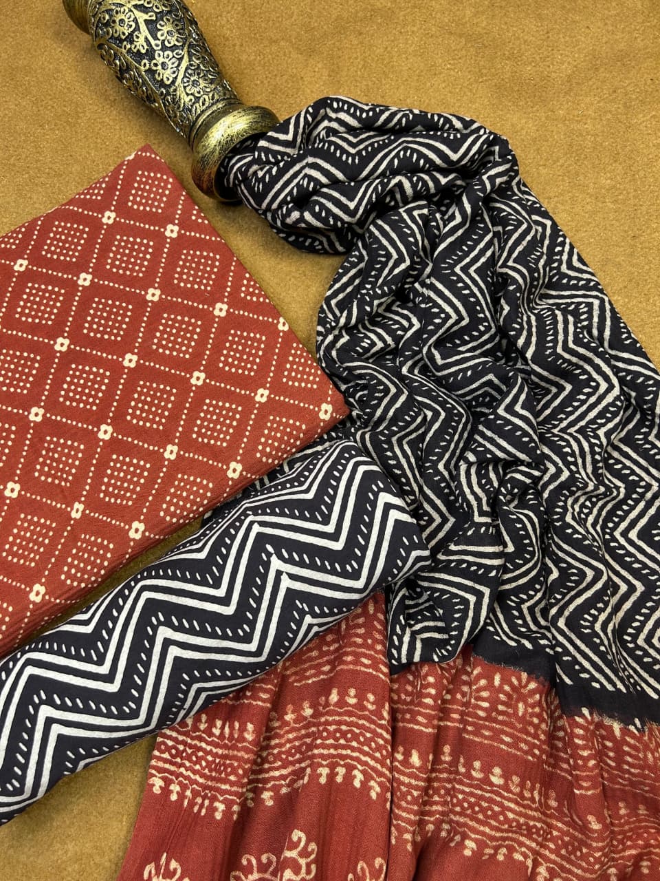 Pashmina Handblock Printed Cotton Suit Set