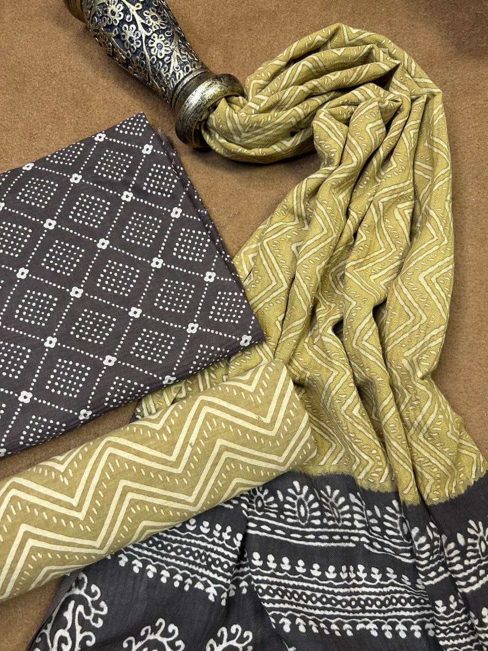 Pashmina Handblock Printed Cotton Suit Set