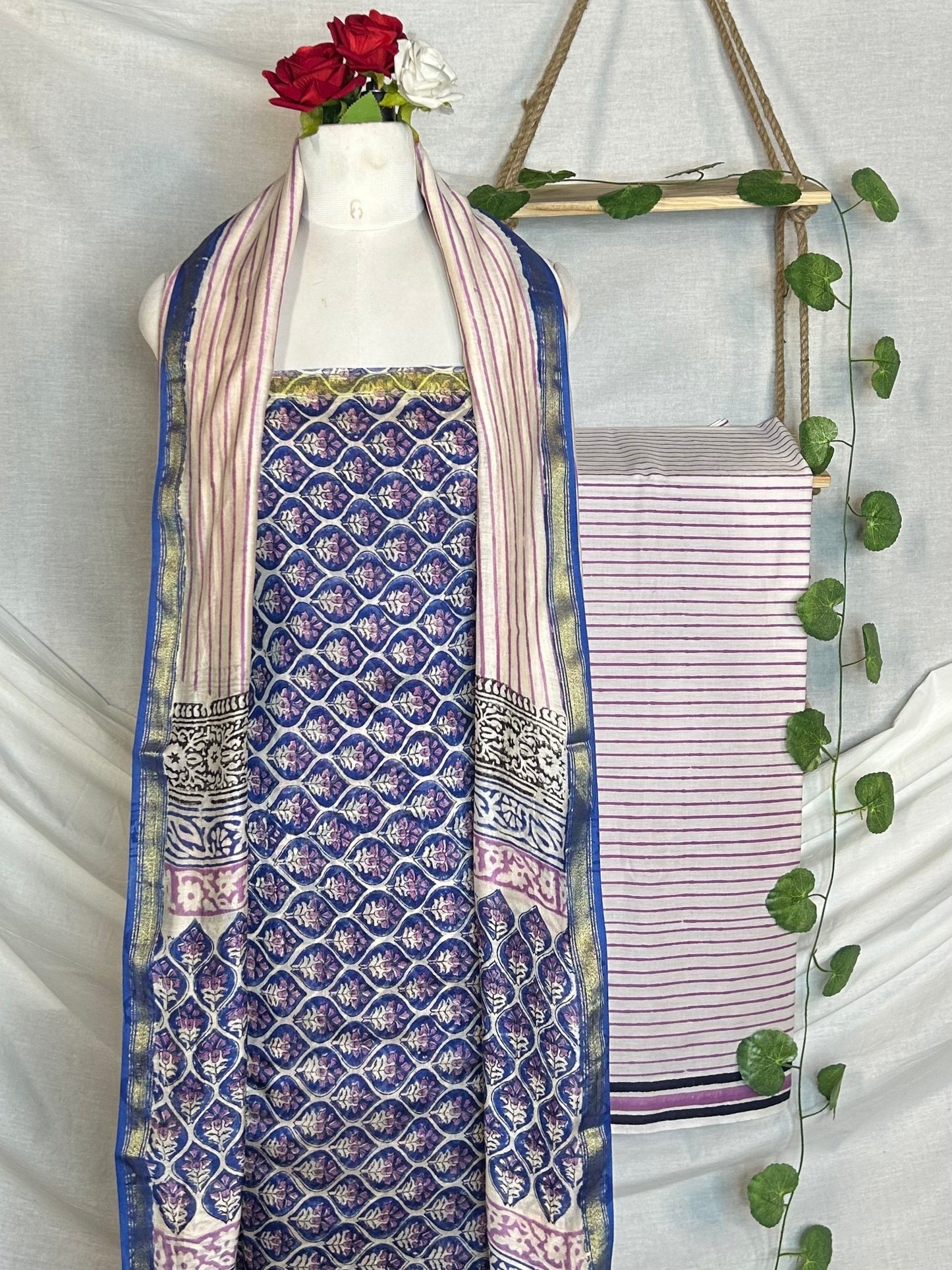 Chanderi Handblock Printed Suit Set