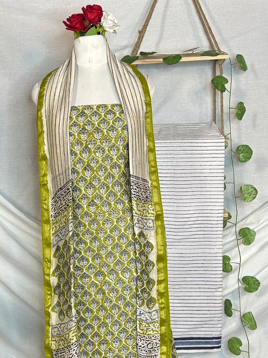Chanderi Handblock Printed Suit Set
